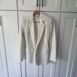 Nadine Merabi Megan Boucle White Blazer